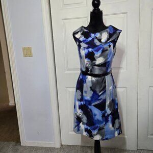 Dress Barn Blue and Black Geometric prit Dress